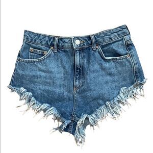 Topshop moto kiri denim distressed shorts sz 6‎